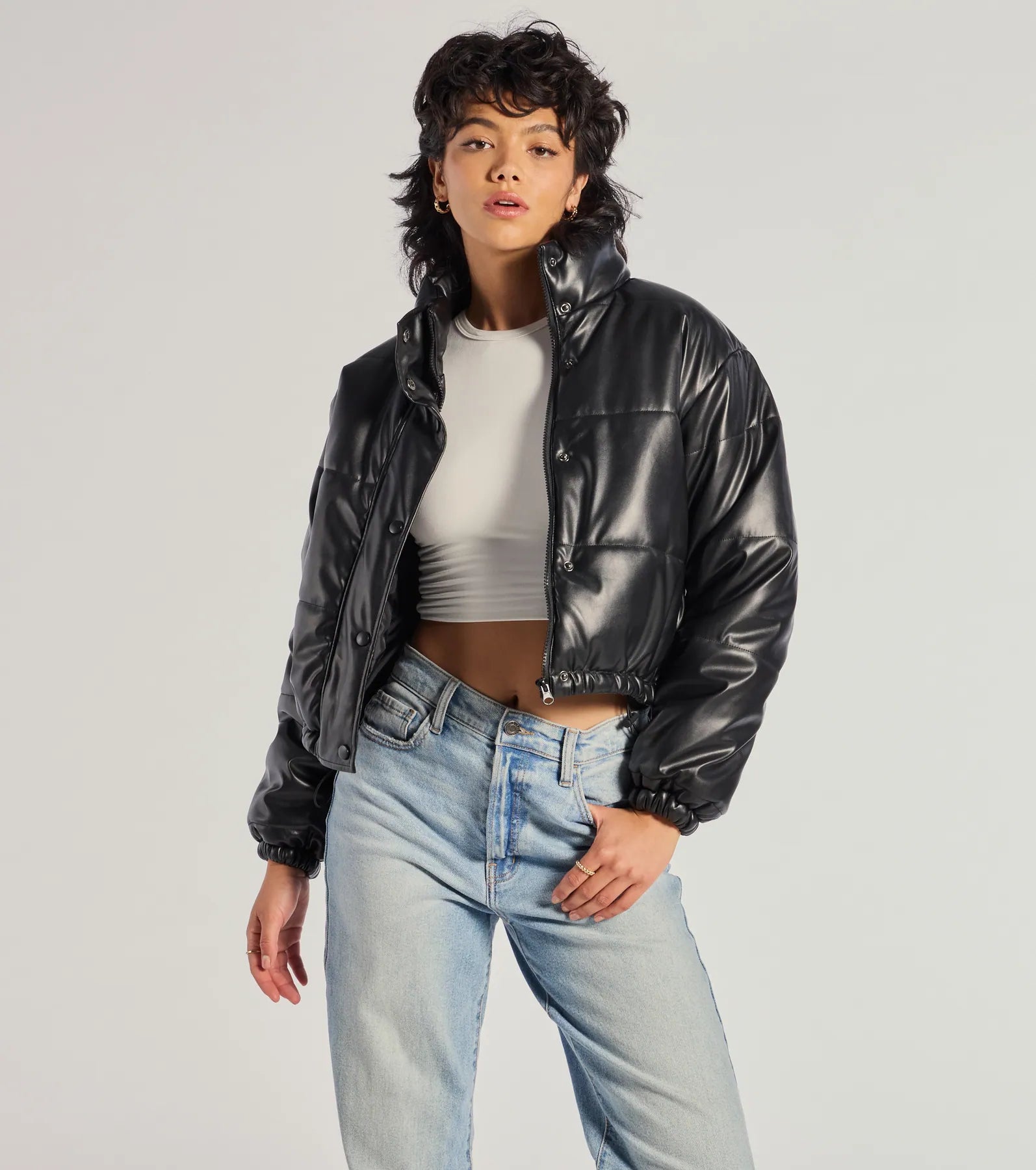 DENOVANA - Leather Puffer Jacket