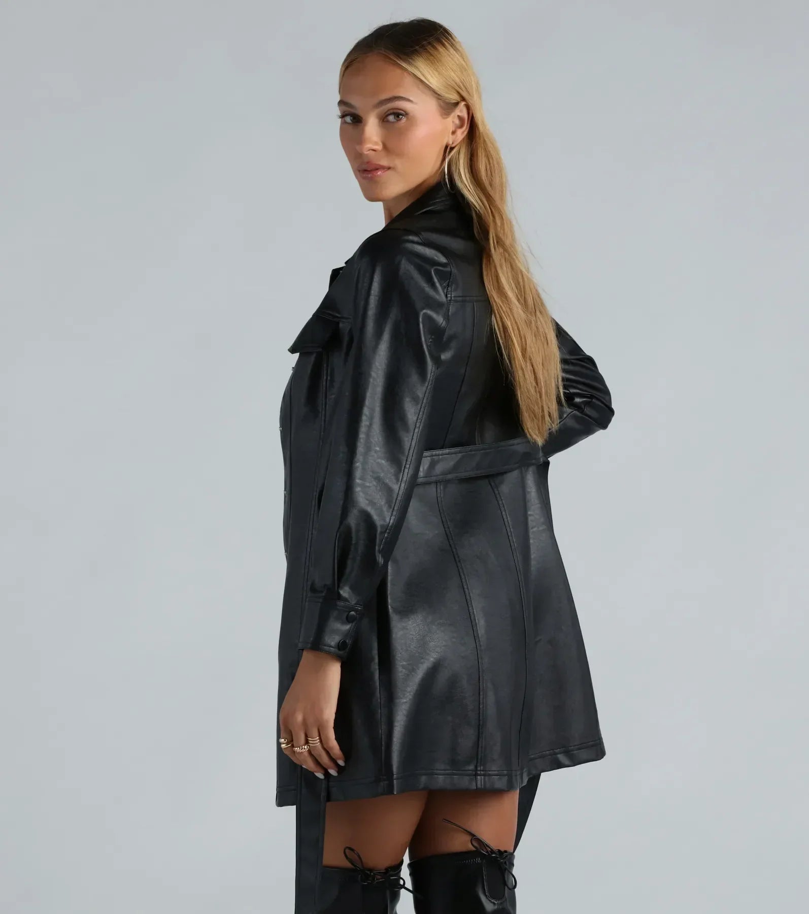 ORIANE - Leather Trench Coat